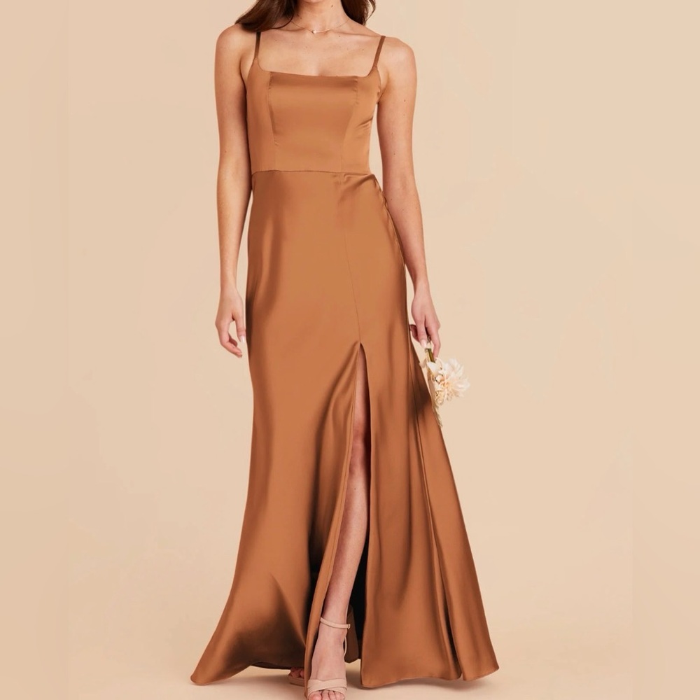Birdy Gray Mai Dress Brown Satin Rust Bridesmaid Formal Evening Dress A Line: XL